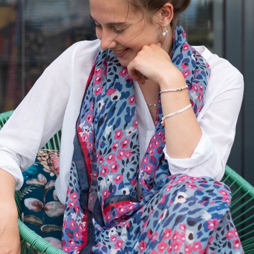 Blue Mix Ditsy Floral Print Scarf by Peace of Mind
